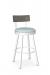 Amisco's Lauren White Modern Swivel Bar Stool with Gray Wood Back and Aqua Green Seat Cushion