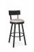 Amisco's Lauren Black Swivel Bar Stool with Black Wood Back and Cream Seat Cushion