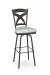 Amisco's Marcus Dark Brown Metal Swivel Bar Stool with Green Blue Fabric