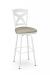 Amisco's Marcus White Traditional Swivel Bar Stool with Tan Seat Cushion