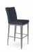 Amisco's Pablo Silver Metal Bar Stool with Blue Seat and Back Cushions