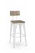 Amisco's Upright White Tabouret Bar Stool with Wood Back and Seat