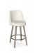 Amisco's Diaz Modern Wood Swivel Bar Stool in Natural Wood and Seat/Back Cushion