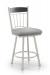 Trica's Allan Mushroom Metal Swivel Bar Stool with Black Wood Back and Gray Seat Cushion