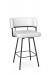 Amisco's Enya Black Swivel Bar Stool with Low Back White Vinyl