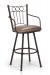 Trica's Charles 1 Traditional Swivel Bar Stool with Arms in Brown Metal Finish and Brown Thick Seat Cushion