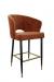 IH Seating Skyler Modern Matte Black Bar Stool with Orange Fabric and Gold Legs