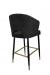 IH Seating Skyler Modern Matte Black Bar Stool with Orange Fabric and Gold Legs - Back