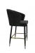 IH Seating Skyler Modern Matte Black Bar Stool with Orange Fabric and Gold Legs - Side