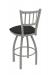 Holland's #810 Contessa Swivel Barstool with Back in Nickel Metal Finish and Gray Seat Cushion