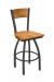 Holland's Voltaire Pewter Metal Swivel Bar Stool with Solid Wood Back and Seat