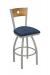 Holland's Voltaire 830 Swivel Bar Stool with Medium Maple Wood Back, Nickel Metal Finish, and Blue Rein Bay Vinyl