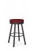 Amisco's Rudy Black Round Backless Bar Stool with Red Seat Fabric