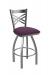 Holland's Catalina Silver Swivel Bar Stool with Purple Seat Cushion