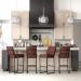 Wesley Allen's Marbury Red and Black Bar Stools in Modern Kitchen