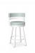 Amisco's Ronny White Swivel Bar Stool with Green Seat/Back Cushion