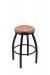 Holland's Misha #x802 Big and Tall Backless Swivel Stool in Black Metal Finish and Medium Maple Seat Wood Finish