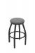 Holland's Misha #x802 Big and Tall Backless Swivel Stool in Pewter Metal Finish and Gray Seat Cushion